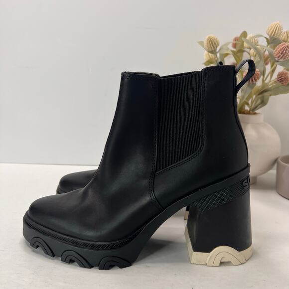 Sorel Brex Heel Lace Waterproof Boot Black/Cream Women 8.5 - Picture 1 of 9
